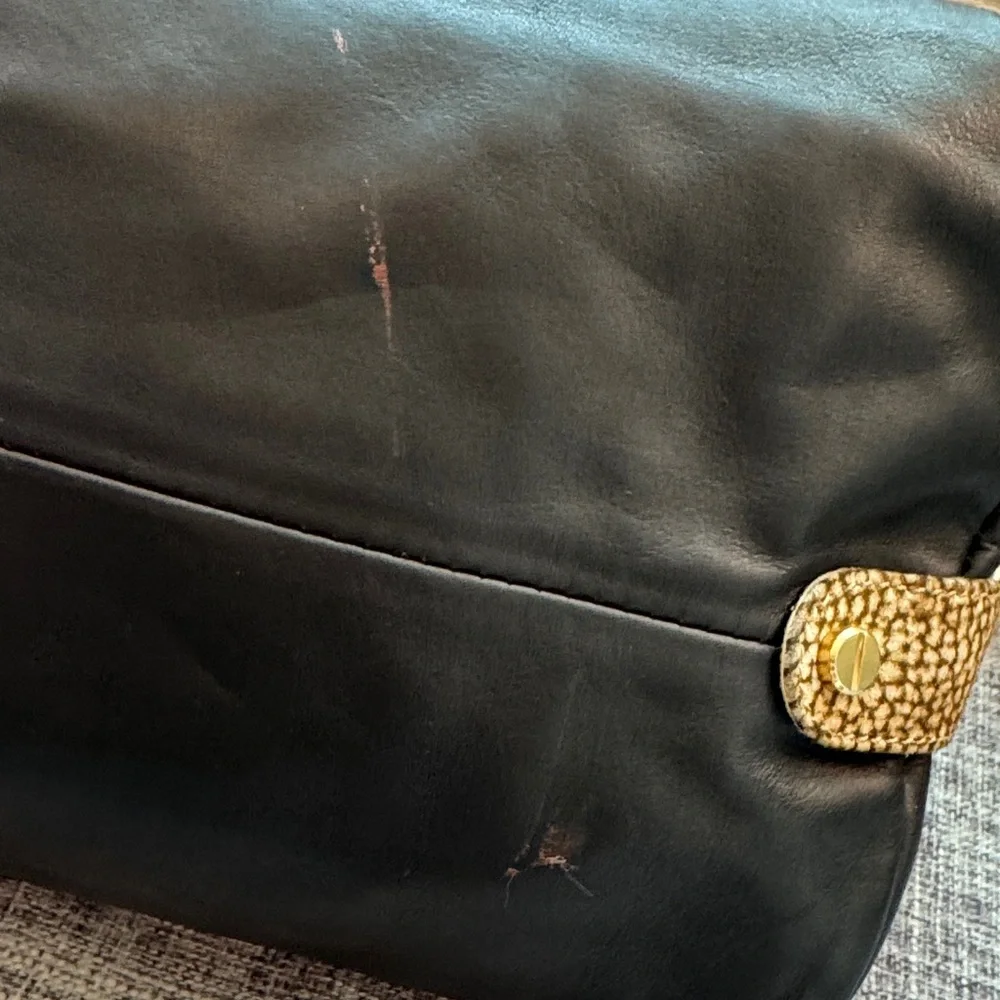 Borbonese Rare Black Leather Dome Handbag